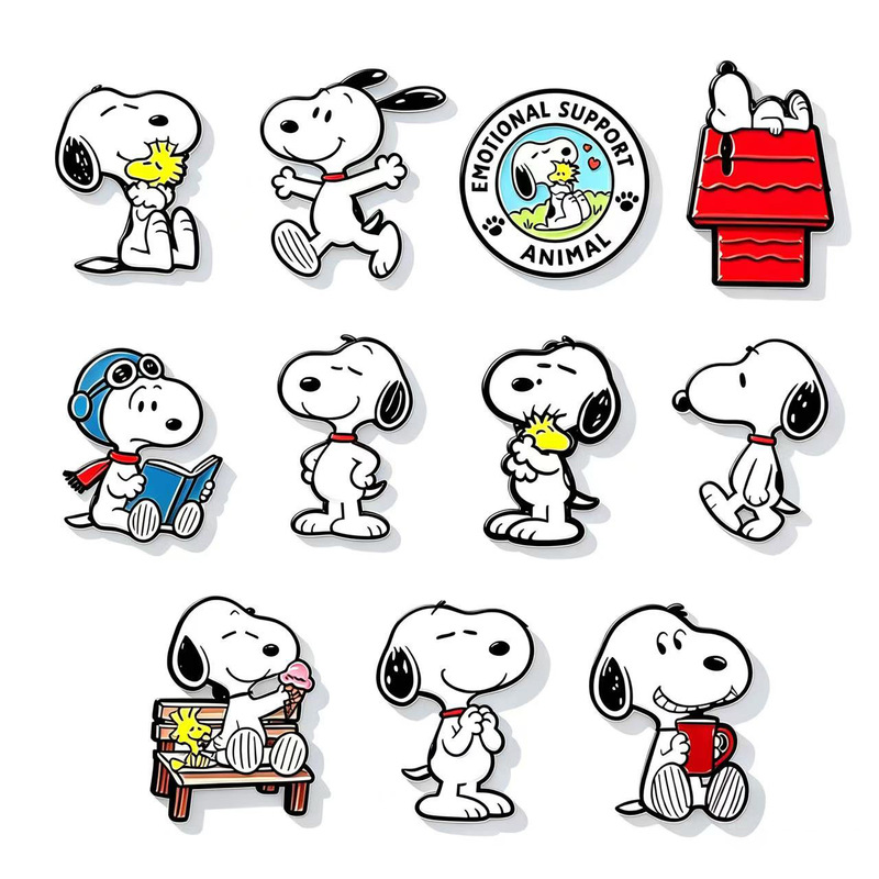 Cartoon Film and Television Animation Puppy Brooch Cute Snoopy Animal Metal Badge Kidsren's Student Bag Decoration