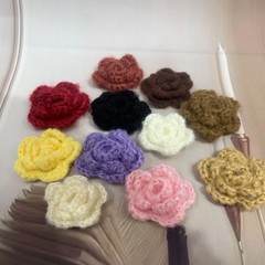 馬海毛三層花5.5cm ~ 6cm毛糸花編み服装部品アクセサリー手フック髪飾り