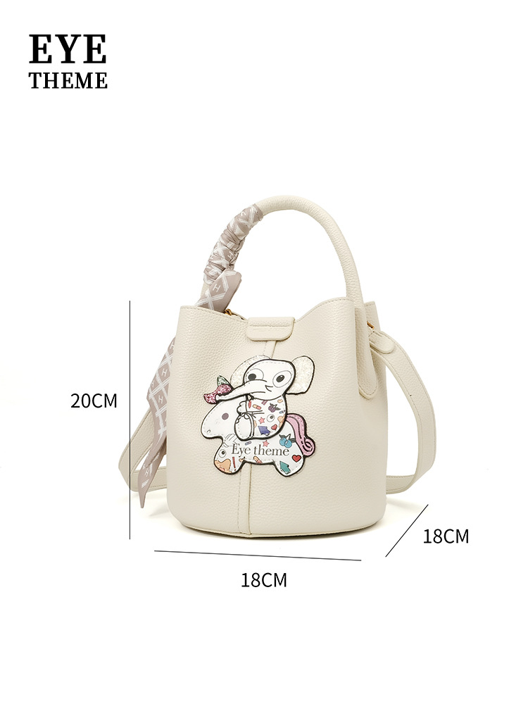 Diseño de impresión de dibujos animados bolsas de hombro de estudiantes bolsas para niños y madres con patrón de litchi en diagonal bolsas de cubos de elefantes 2673 #