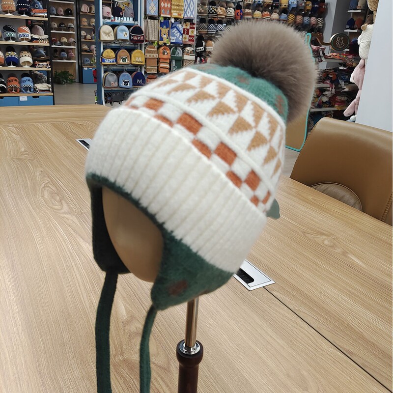 Factory Direct Sales Parent-Child Knitted Hat Children's Hat British Style Boys and Girls Woolen Hat Scarf Suit Autumn and Winter