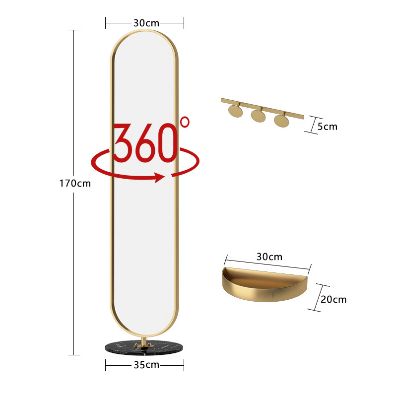 Espejo de piso de estilo de lujo ligero, espejo de cuerpo entero tridimensional de borde estrecho para dormitorio doméstico, espejo de cuerpo completo de niña de almacenamiento minimalista moderno