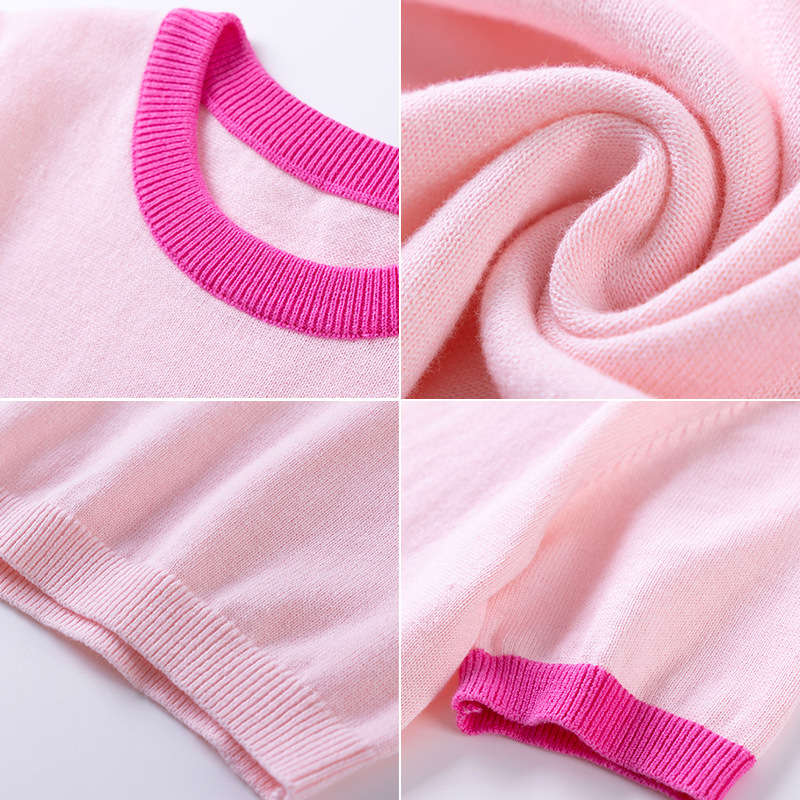 2025 nuevo estilo de algodón de clase A, bordado de amor para niños, camiseta para niñas, ropa para niños, suéter de manga corta, cabello fino de una pieza en verano