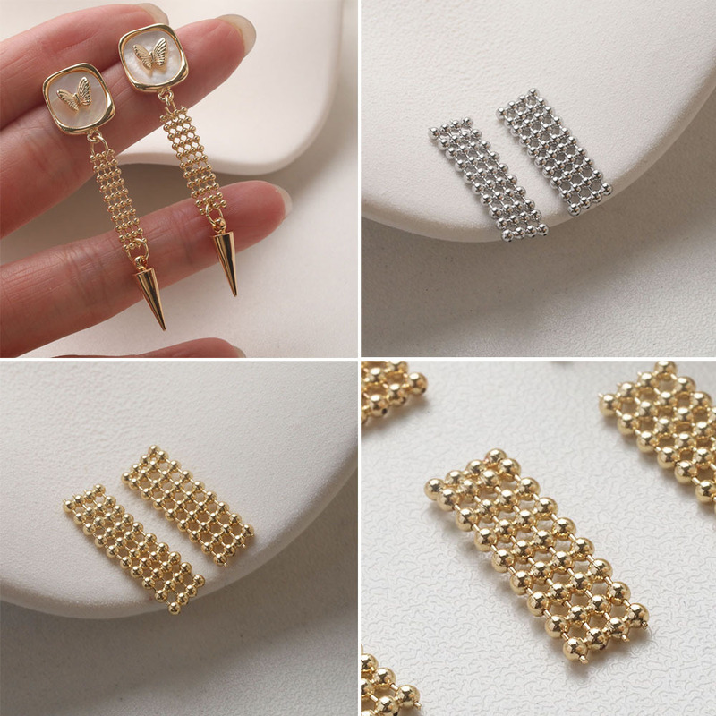14K Electroplated Real Gold Color-Preserving Cut Out Ball Bead Link DIY Handmade Earrings Material Accessories