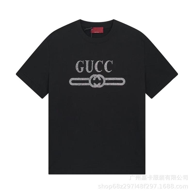 クロスボーダーハイエンドGファミリーTシャツラウンドネックフロントロゴ柄シリーズカジュアル男女同型半袖Tシャツ|undefined