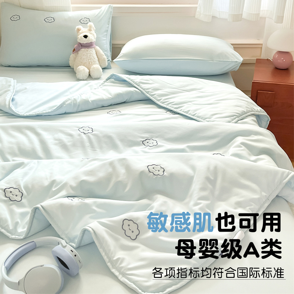 Verano nuevo estilo Clase A algodón lavado bordado edredón de verano edredón fresco de verano dormitorio individual y doble colcha fina lavable a máquina edredón de aire acondicionado