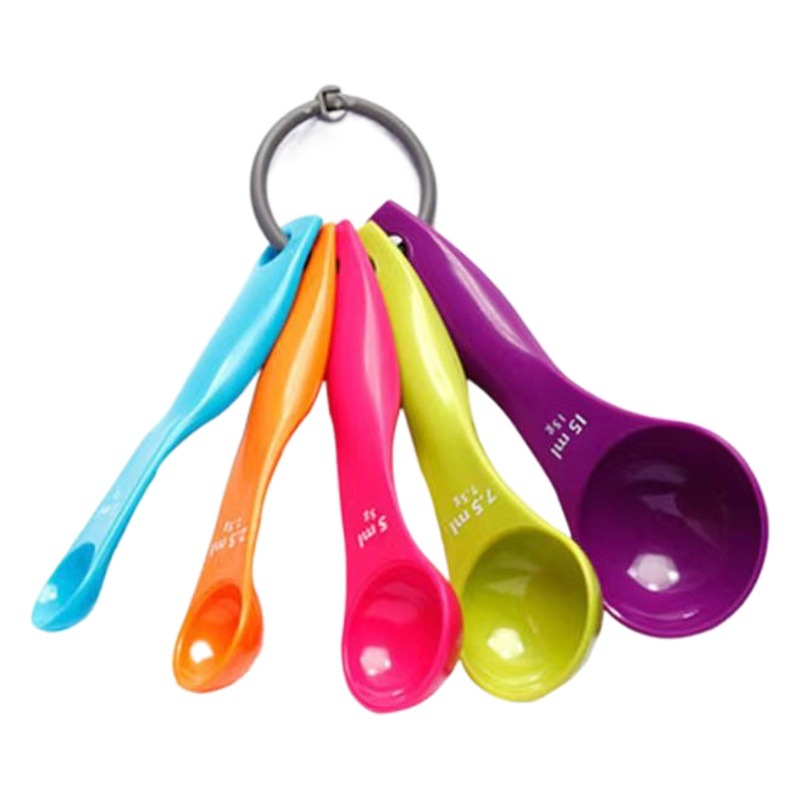 Herramientas de horneado DIY pastel horneado cuchara de leche en polvo con escala de cinco piezas de plástico colorido