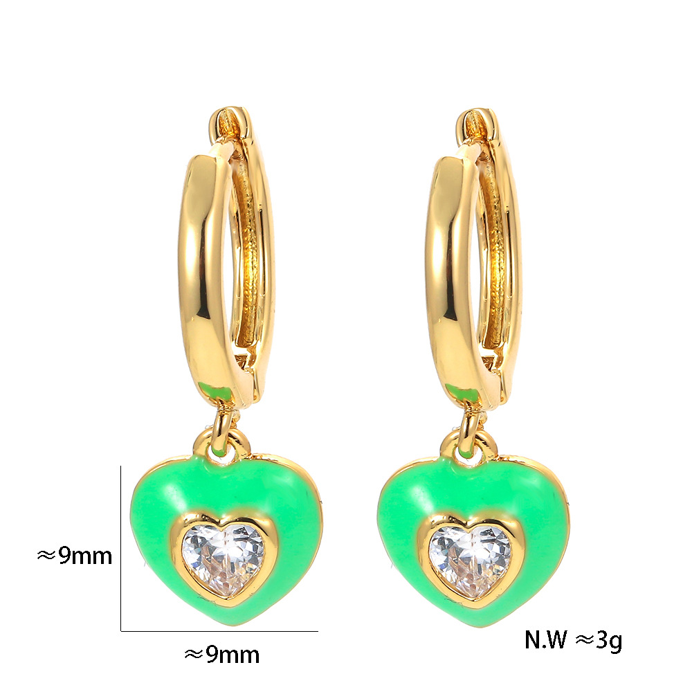 Boucles D&#39;oreilles Goutte D&#39;huile De Zircon Micro-incrusté Boucles D&#39;oreilles Coeur Simples display picture 4