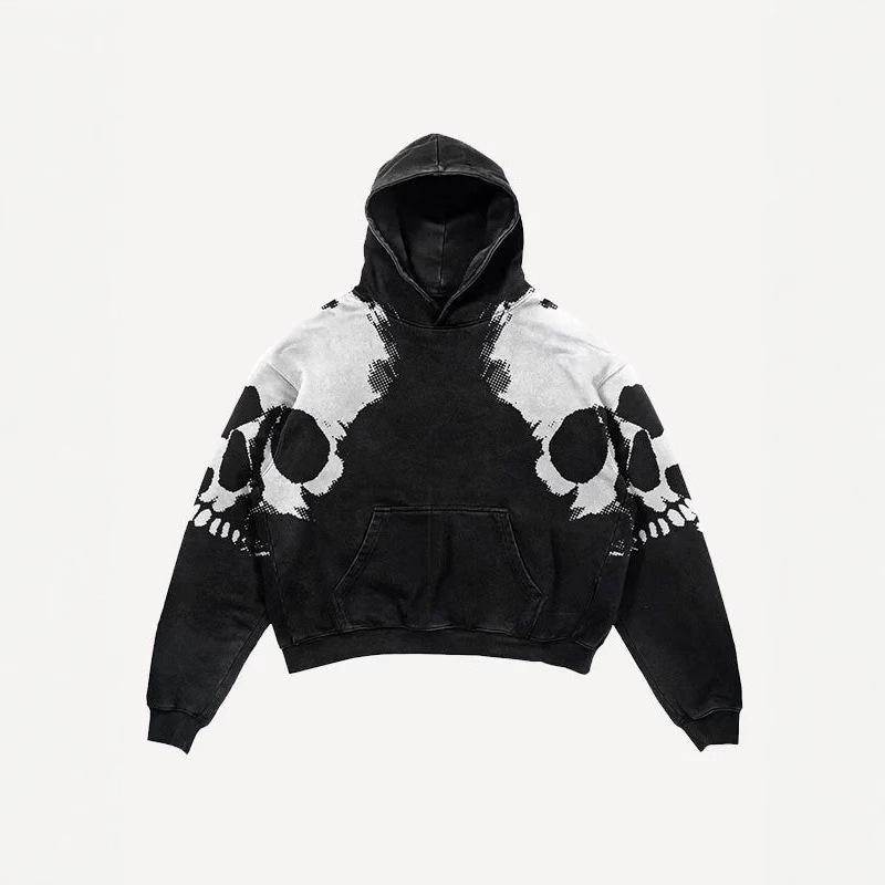 Cross-Border Amazon New Christmas Trendy Skull 3D Printed Pocket Sweatshirt Hooded Pullover Loose Velvet Jacket Cross-Border Amazon New Christmas Trendy Skull 3D Printed Pocket Sweatshirt Hooded Pullover Loose Velvet Jacket