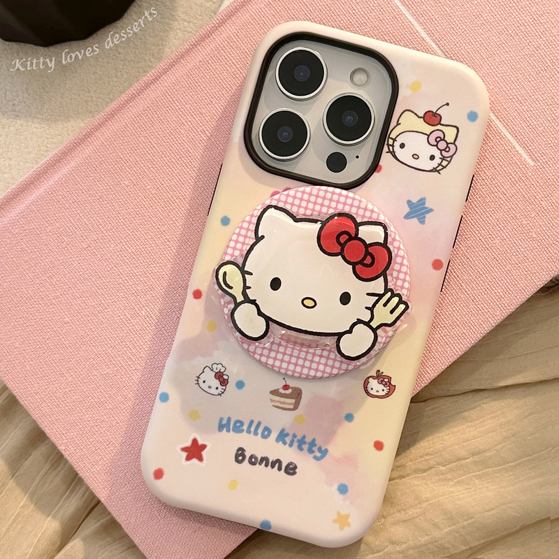 少女粉猫咪磁吸支架适用苹果17手机壳iPhone16promax菲林11代发15|undefined