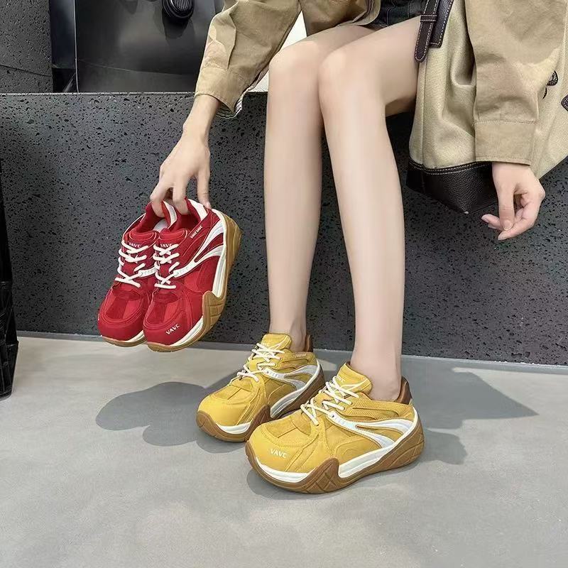 2025 Autumn New Fashionable Dad For Women, Thick Sole, Height Increasing, Lightweight, Comfortable, Versatile, Sports_vogvips.com