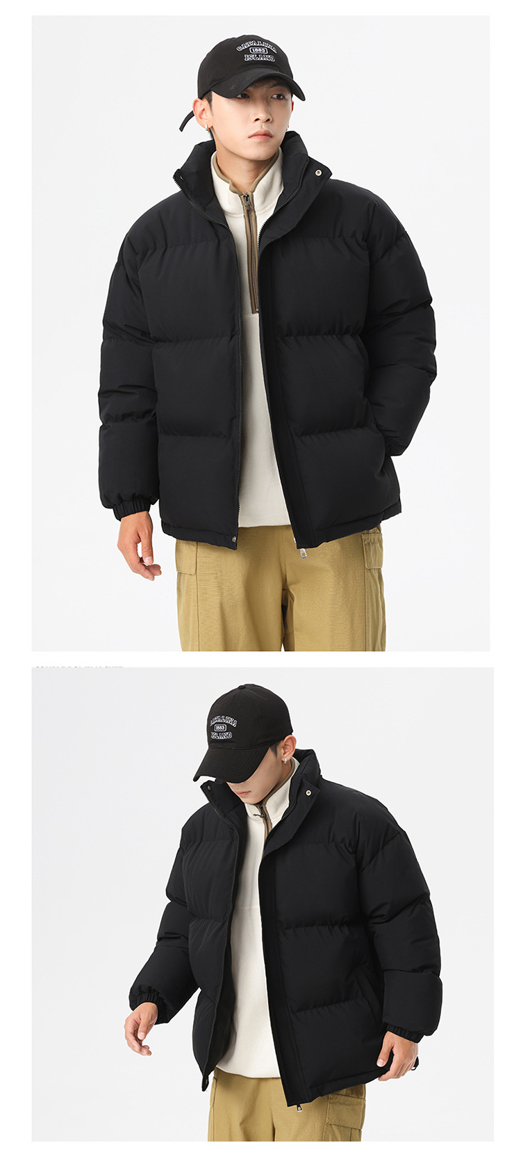 Novità invernale per uomo e donna, giacca in cotone tinta unita, ampia e comoda, da uomo_voghion.com