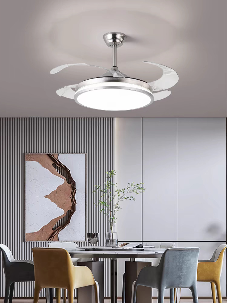 LED ventilador invisible luz 2024 nueva lámpara de ventilador de techo techo casa sala de estar comedor dormitorio ventilador candelabrera moderna image 8
