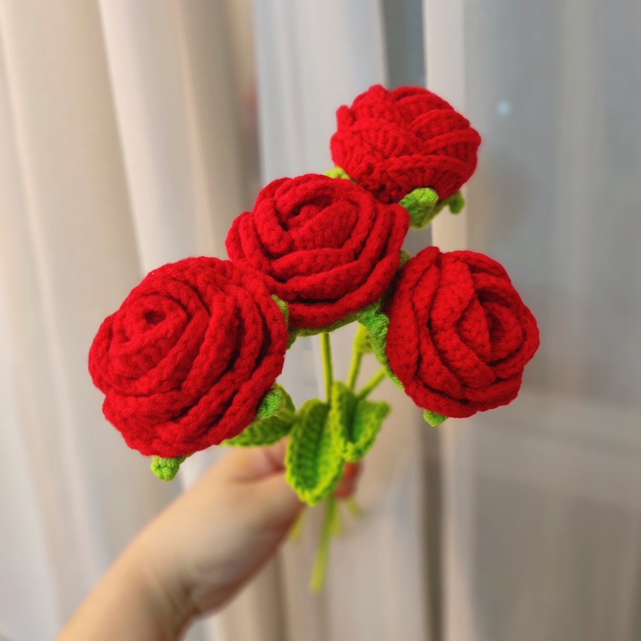 yarn Material Valentine'S Day, Mother'S Day Festival Rose Pattern Valentine'S Day Mother'S Day Casual Elegant Lady Rose Yarn Crochet Flowers Artificial Flowers