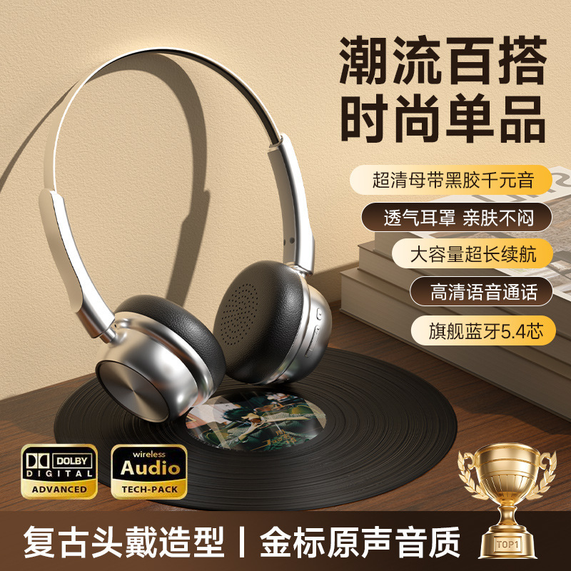 新型クロスボーダーCR-20レトロファッション美ラード金属bluetoothイヤホン5.4ヘッドセットロング航続|undefined