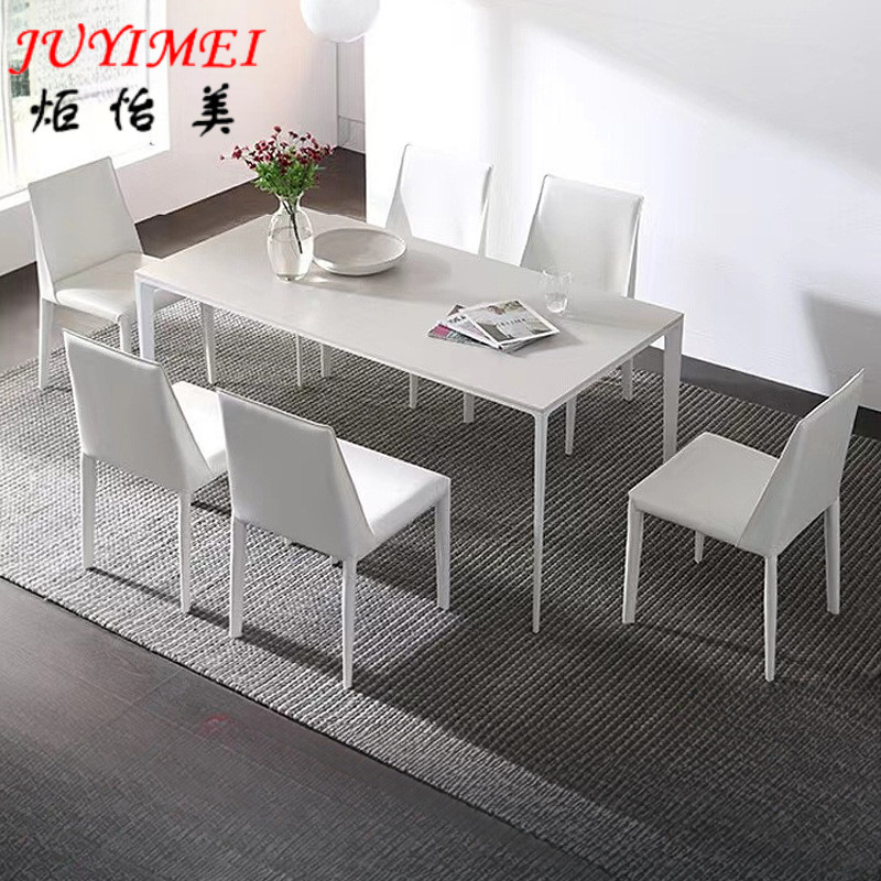 Delifon Slate Dining Table Italian Minimalist Home Dining Table and Chair Combination Small Apartment Simple Rectangular Pure White Dining Table