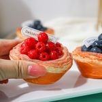 仿真蛋挞模型PU假面包冰箱贴糕点甜品食物道具可颂牛角包装饰西点