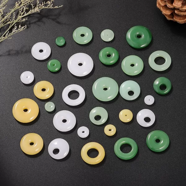 New Chinese Style Ping An Buckle Glass Accessories Imitation Jade Ping An Buckle White Jade Topaz Princess Buckle Necklace DIY Pendant Pendant