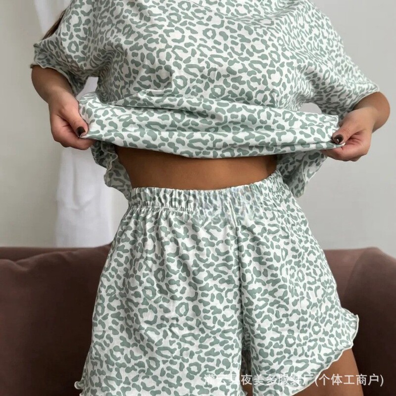 Comfortable and Comfortable Home Wear Pajamas Set Cross-Border Женскаяпижама Women's Leopard Print