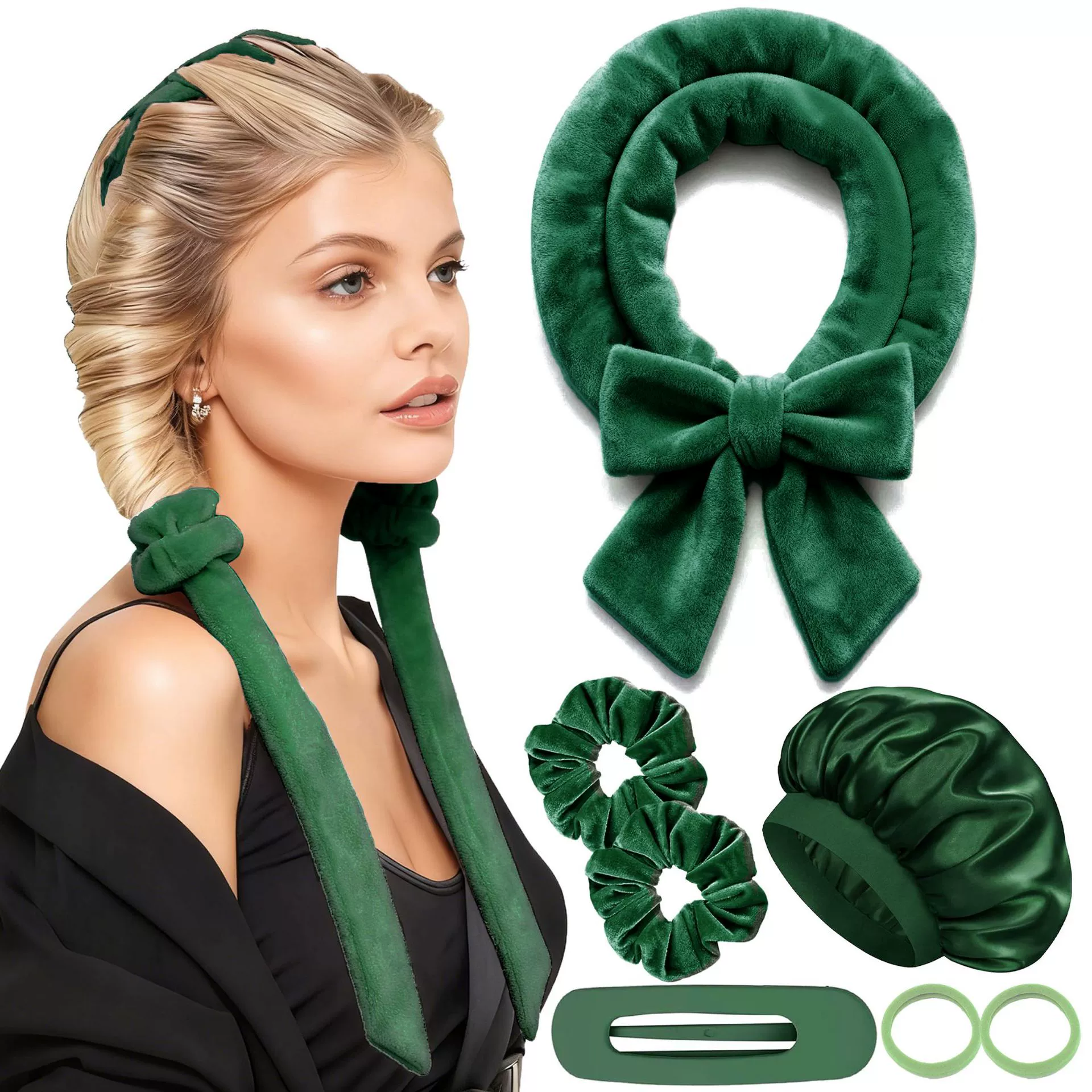 Harmless soft curly hairgrip with bow, (Cross-border trading), no hair damage, high-quality style