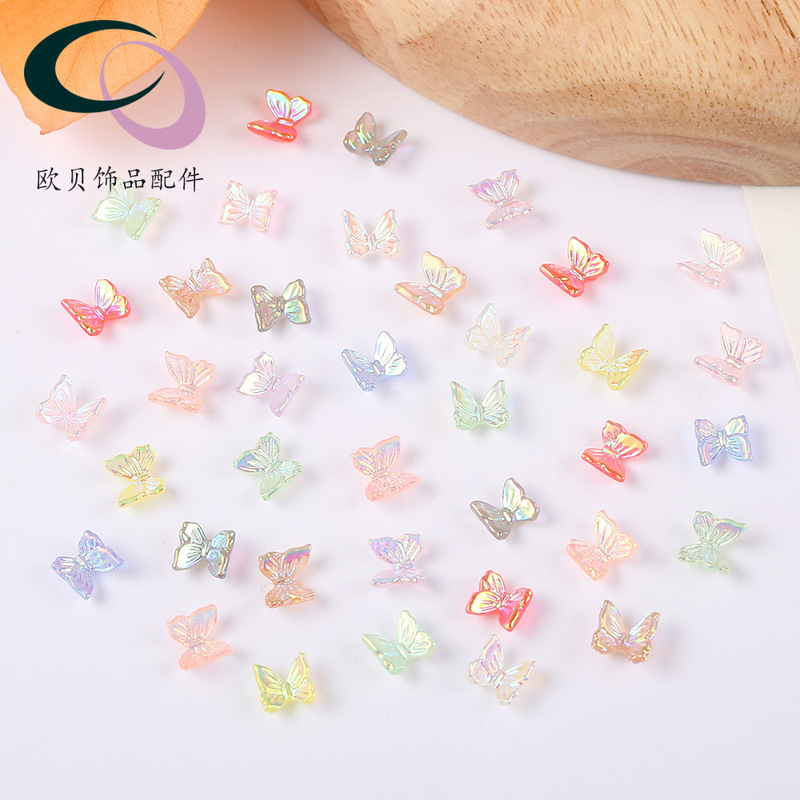 Creative resin nail bow three-dimensional Aurora magic transparent all-match jelly color AB nail accessories