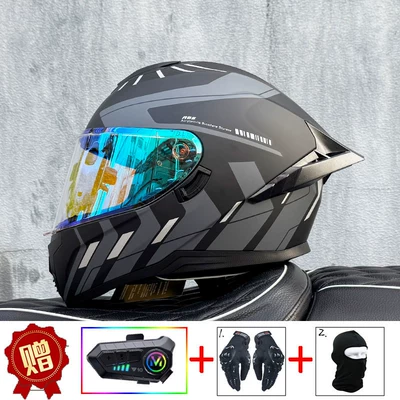 for Men and Women, Bluetooth Full-Face — Motosiklet kaskı (dəbilqə) - gray-extraordinary-phantom-blue-night-vision-available-y10-soft-wheat-delivered-with-transparent-mirror-s
