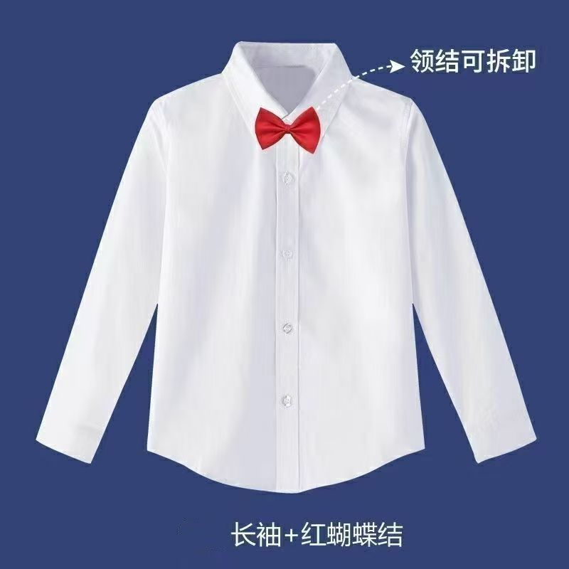 Long-sleeved shirt + red bow tie