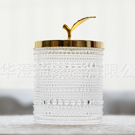 新工場直供高白金属蓋ガラスキャンディー缶家庭装飾収納缶綿棒筒化粧品箱|undefined