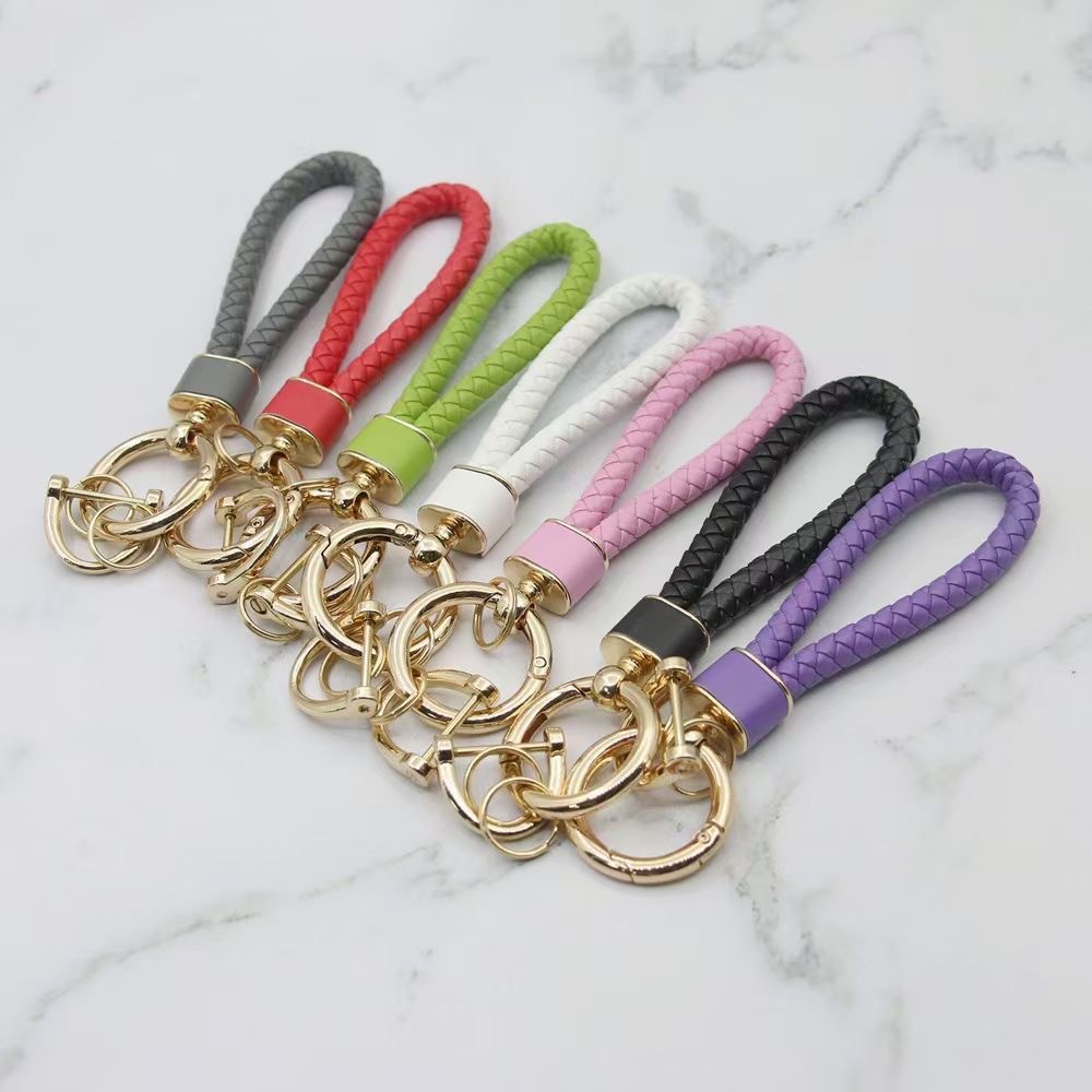 Amazon transfronterizo coche caliente llavero moda cuerda trenzada llavero color llavero cuerda colgante Venta caliente