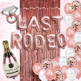 玫瑰金Last Rodeo酒瓶钻戒铝膜气球牛仔派对主题气球套餐