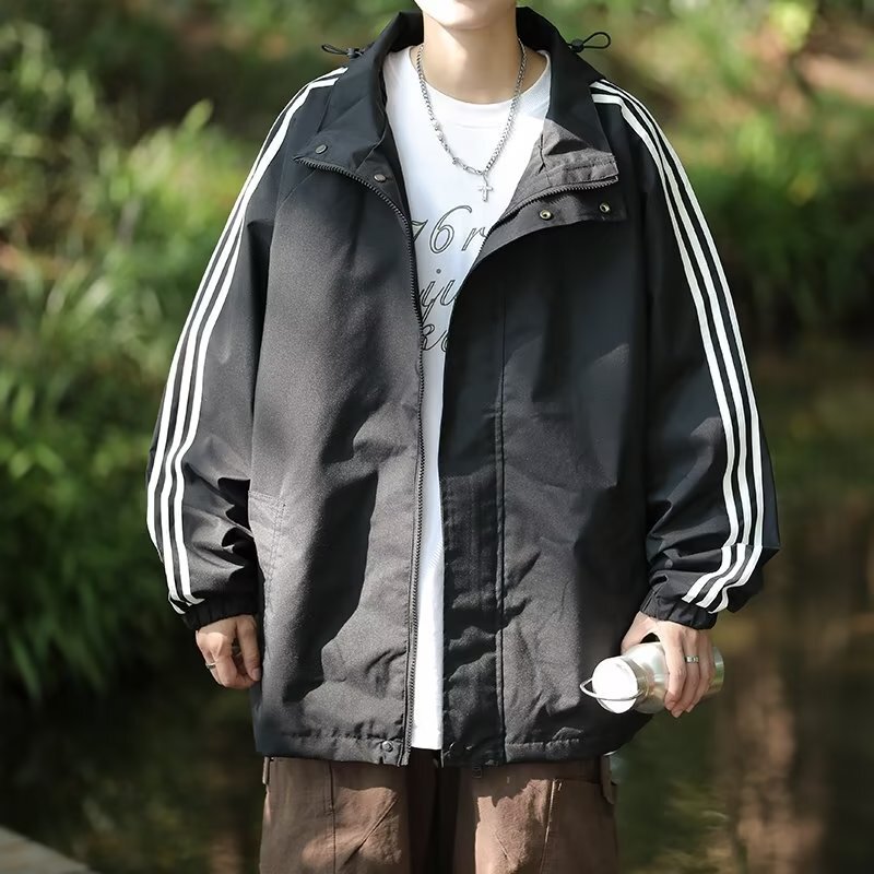 Charge Clothes Men's Autumn and Winter Hong Kong Style Couple Loose All-match Detachable Hat Jacket Casual Waterproof Windproof Jacket