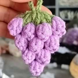 跨境新品手工钩织葡萄串成品水果挂件草莓花生苹果橘子钥匙扣挂件