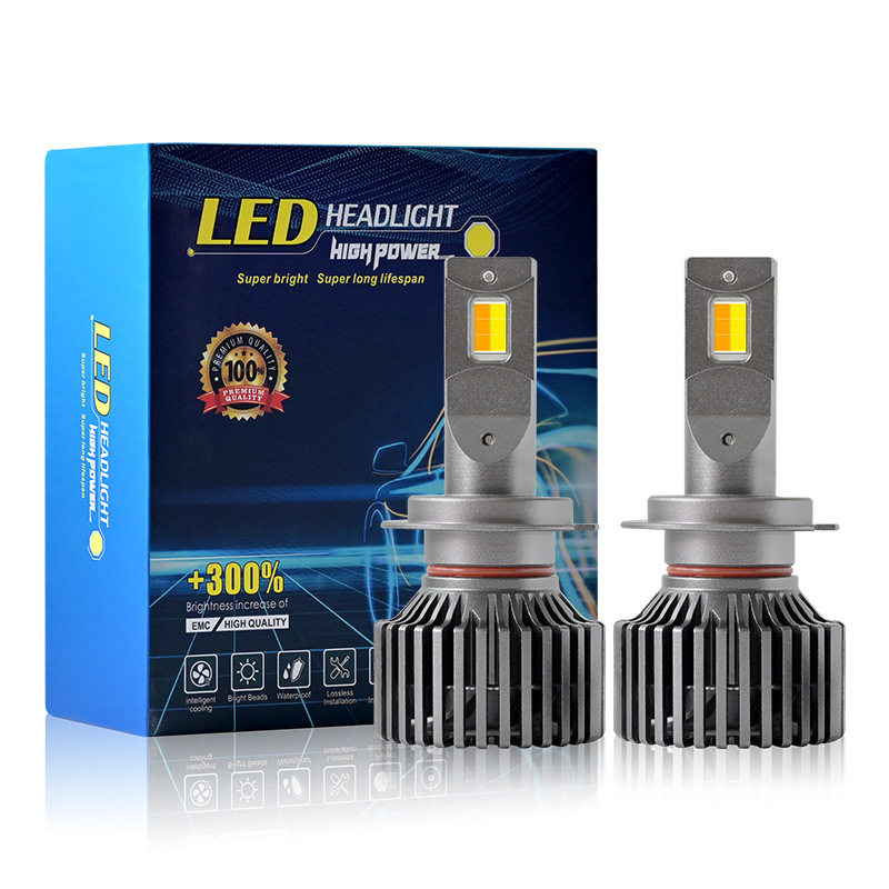 automobile LED The headlamps high-power Tricolor chip Super bright Distance 80 tile H4 H7 H11 9005
