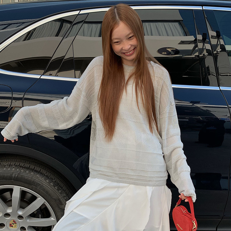 【Special Offer, No Returns or Exchanges】Sunai Korean-Style Design Hollow-Out Knit Sweater for Women 2026 Thin Cover-Up Top