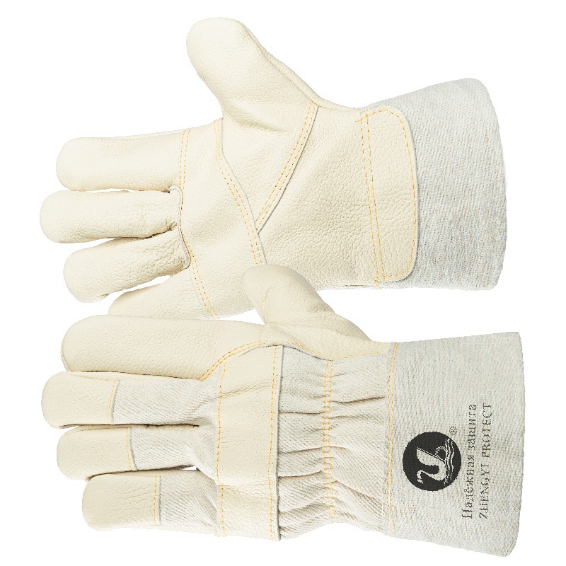 浅色牛皮家私皮耐磨防护劳保手套