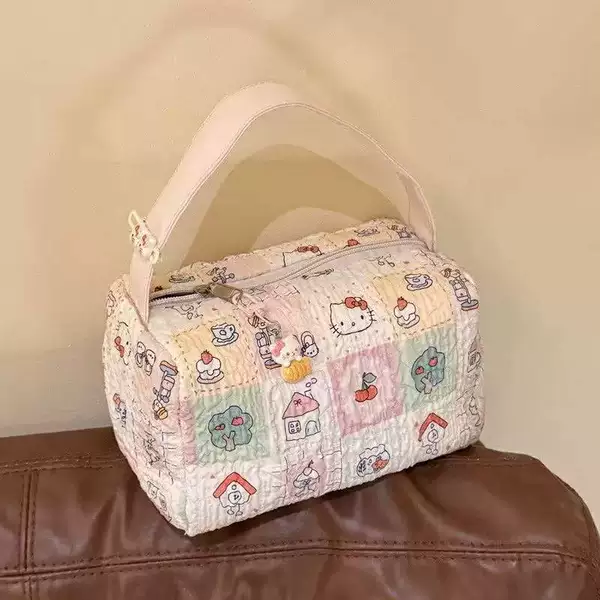 2025 New Cartoon Cat Convenient Makeup and Toiletries Bag Travel Storage Bag Large Capacity Three-Dimensional Handbag