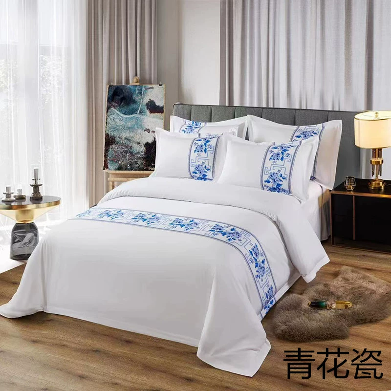 White set for hotel, bedspread, cloth, 4 piece set