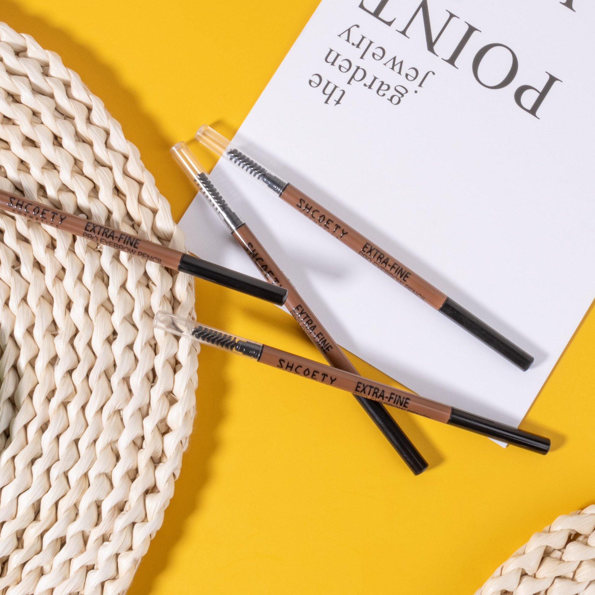 SHCOETY dual-head ultra-fine Eyebrow Pencil 4-color natural, long-lasting, waterproof, sweat-proof, non-smudge ultra-fine core cross-border makeup undefined