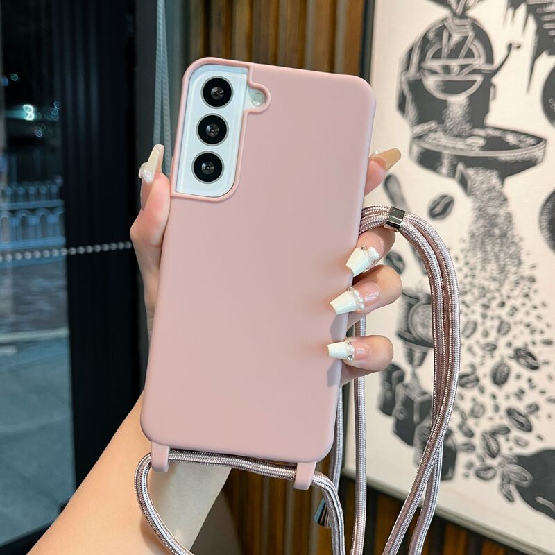 Candy-Colored Solid Color Crossbody Strap Suitable for Samsung S25U/A36 Phone Case, Apple Anti-Drop S26A56 Chain Handbag