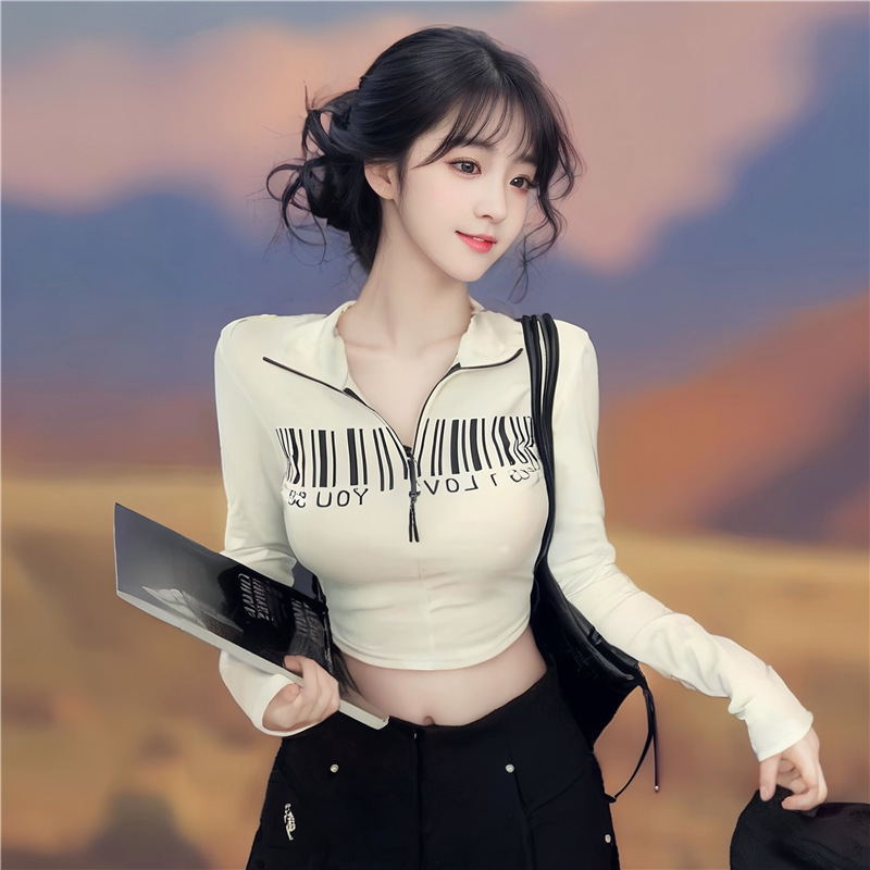 AI Figure in stock American Spice Girls Sexy Short Top Women's Long-sleeved T-shirt Half-high Collar Tight Base Shirt AI Figure in stock American Spice Girls Sexy Short Top Women's Long-sleeved T-shirt Half-high Collar Tight Base Shirt