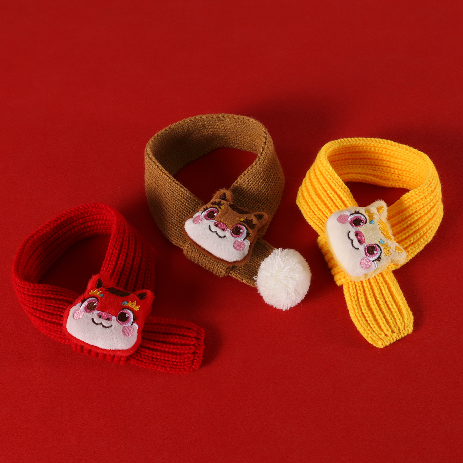 2026 año del caballo mascota muñeca de peluche poni bufandas de estilo de Año Nuevo festivo caricatura gato pequeño y mediano perro cordón collar