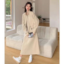 早秋穿搭一整套卫衣套装女秋季2025新款休闲减龄背心连衣裙两件套