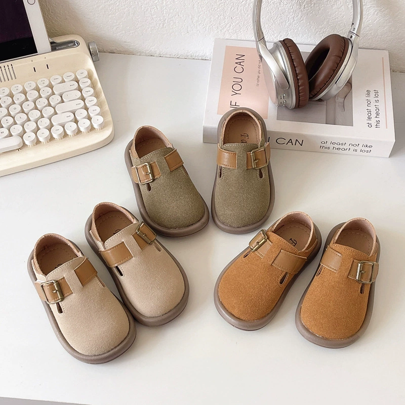 Детская уродливая милая обувь Birken весной и осенью новая корейская версия для девочек носить маленькие кожаные туфли для мальчиков с мягкой подошвой ретро бобовые ботинки