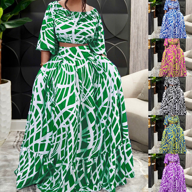Conjunto de moda transfronterizo de primavera 2026: nueva falda elegante y con estilo para mujer de talla grande, estampada, de Amazon