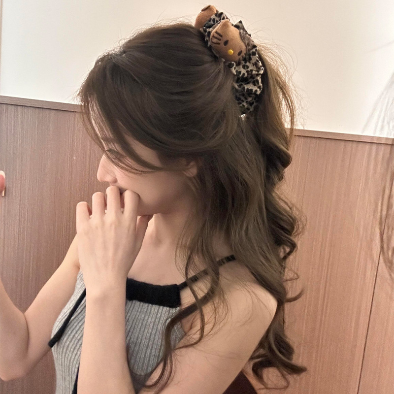 复古豹纹kt猫多层香蕉夹女后脑勺发夹头饰发卡马尾夹盘发竖夹发饰|undefined