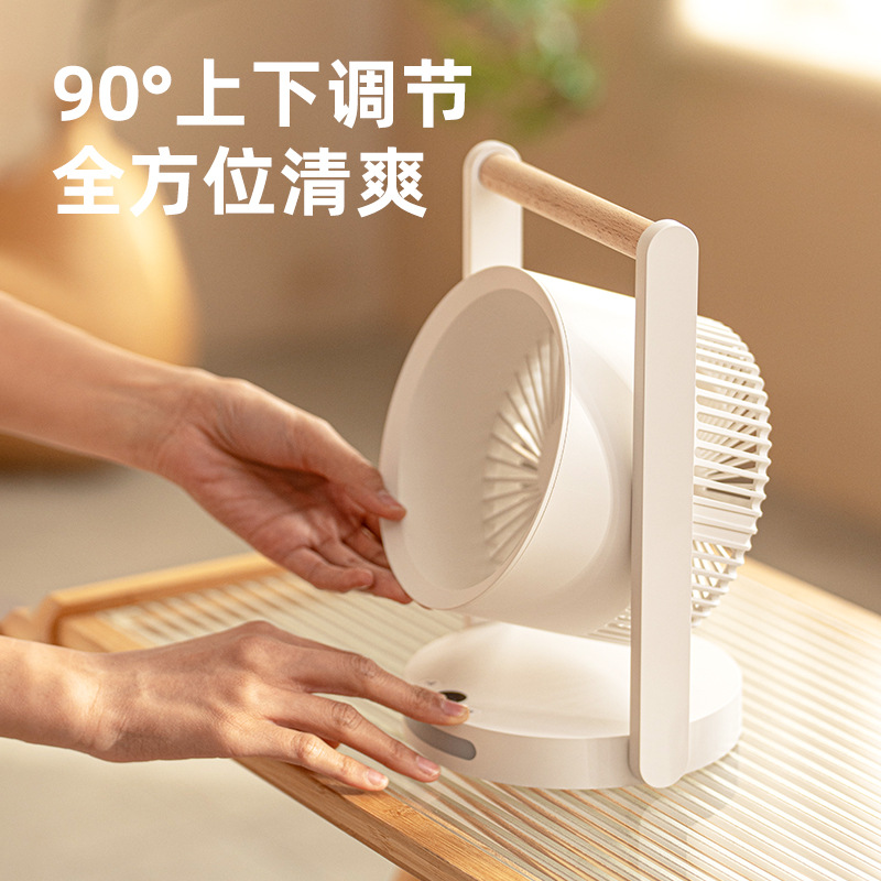 跨境新款迷你桌面風扇 usb充電大風力數顯長續航小夜燈便攜小風扇