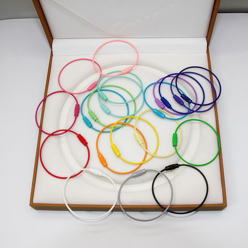 Keychain Ring Candy Color Spray Paint Memory Wire Ring DIY Accessories Color Wire Rope Pendant Accessories