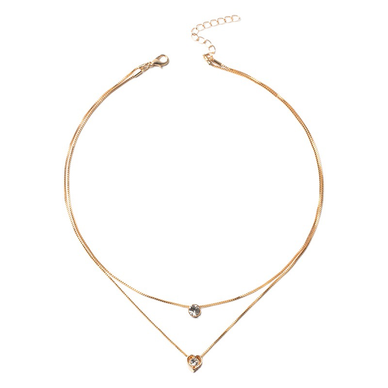 合金ネックレス卸売ヨーロッパとアメリカのクロスボーダーホットスタイルジュエリーファッション多層ラブドロップペンダントレトロ女性鎖骨チェーン