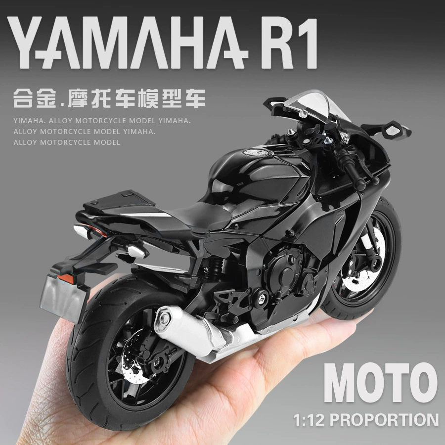Yamaha, металлический мотоцикл, реалистичная минифигура, игрушка, масштаб 1:12, амортизатор