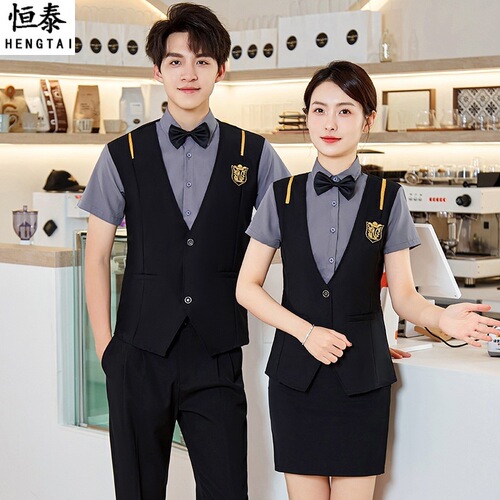 KTV waiter work clothes for men and women fake vest suit hotel catering restaurant western restaurant uniform logo