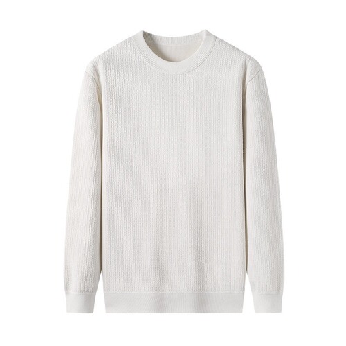 Winter New Fleece Ribbed Crewneck Brocade Knit Sweater Men's Hooded Thick Warm One-piece Fleece Base Layer Men's Knitted Top